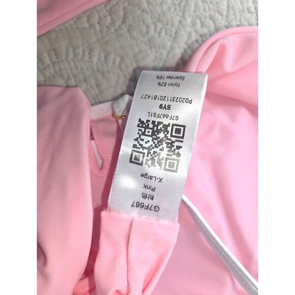 Pink Bikini Swimsuit 2 pc Set*Cheeky*White Trim & Tie Back*Sissy*Cosplay*XL*New - Picture 9 of 10